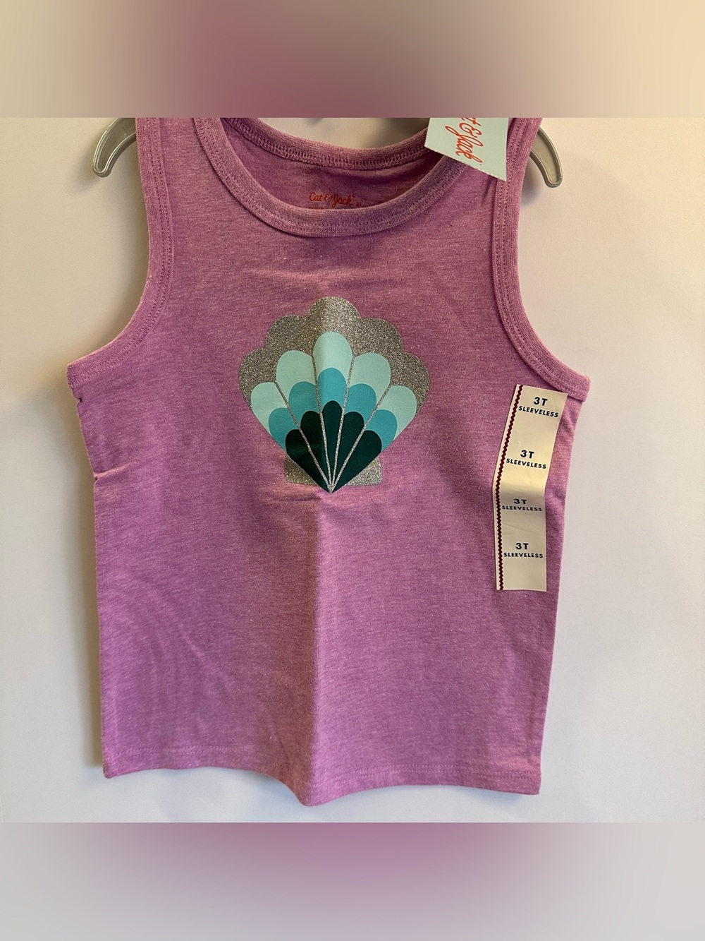 Cat & Jack Purple Seashell Toddler Tank Top Size 3T NEW